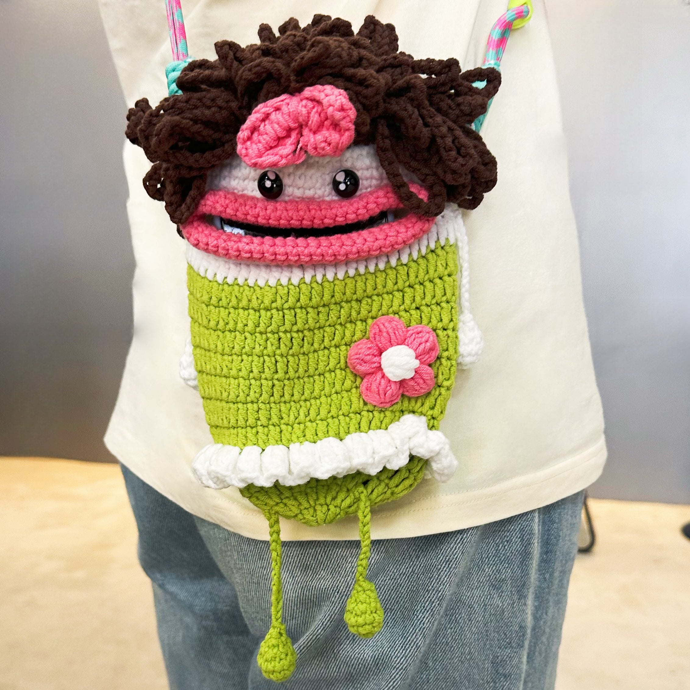 Hand knitted sausage mouth cute mobile phone bag